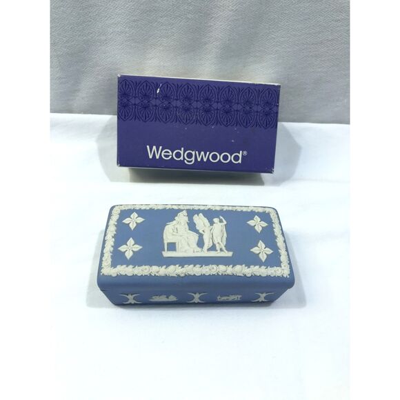 Jasper pale blue candy box oblong, lidded trinket box Storage & Organization